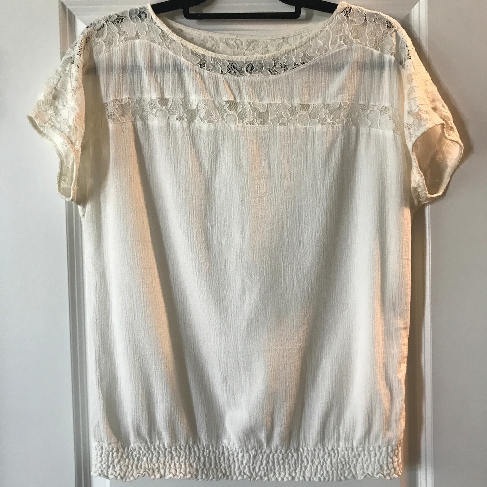 LOFT White Lace Top Blouse